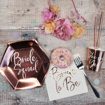 Hen Party Rose Gold Bride Squad Paper Plates, 3 of 5