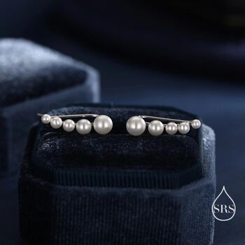 Pearl Crawler Earrings In Sterling Silver, 5 of 12