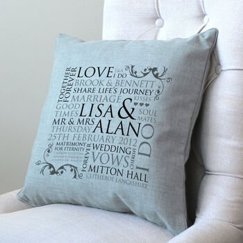 Personalised Wedding Word Design Cushion, 3 of 5