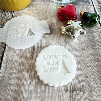 Personalised Christmas Tree Icing Embosser Cupcakes Biscuits, 2 of 5