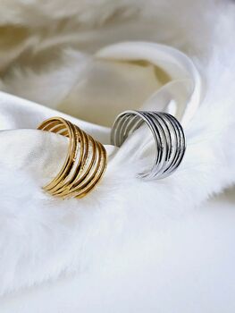 Multi Band Open Adjustable Hammered Gold And Silver Plated Rings, 3 of 6