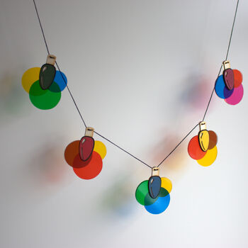 Wooden Bulb Bunting With Colour Flare Halo Effect, 2 of 5