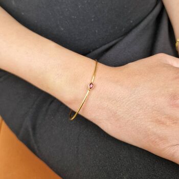 Garnet January Birthstone Gold Plated Bangle, 2 of 5