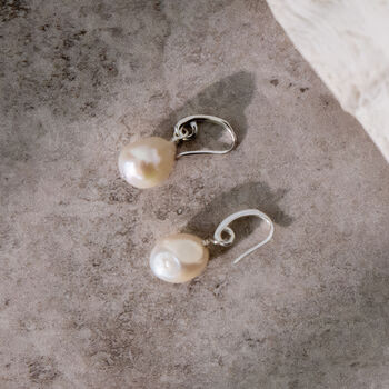 Sterling Silver White Freshwater Pearl Drop Earrings, 4 of 8