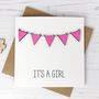 It's A Girl Bunting Card, thumbnail 2 of 2