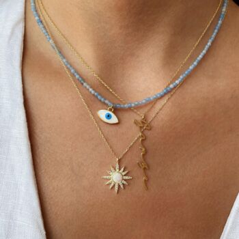 White Opal Sun Sterling Silver Necklace, 3 of 9