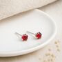 Sterling Silver Ruby Cubic Zirconia Micro Stud Earrings – 3mm, thumbnail 1 of 5