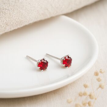 Sterling Silver Ruby Micro Stud Earrings – 3mm, 2 of 5