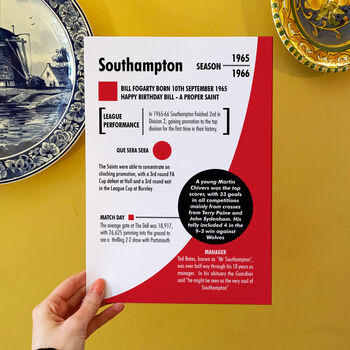 Personalised Season Print Gift For Southampton Fans, 3 of 6