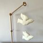 Linen Flying Birds Mobile Neutral Nursery Decor, thumbnail 4 of 6