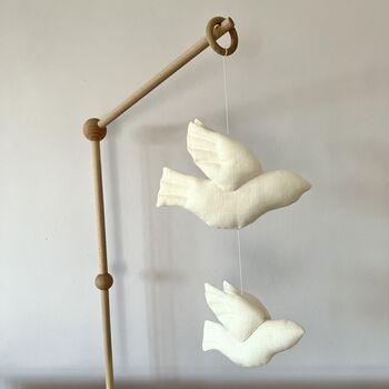 Linen Flying Birds Mobile Neutral Nursery Decor, 4 of 6