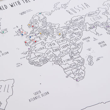 Personalised World Travel Pinboard Map With Pins, 7 of 12