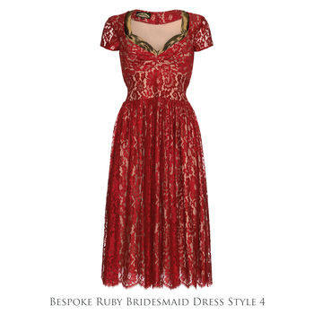 Bespoke Bridesmaid Dresses In Ruby Lace, 6 of 9