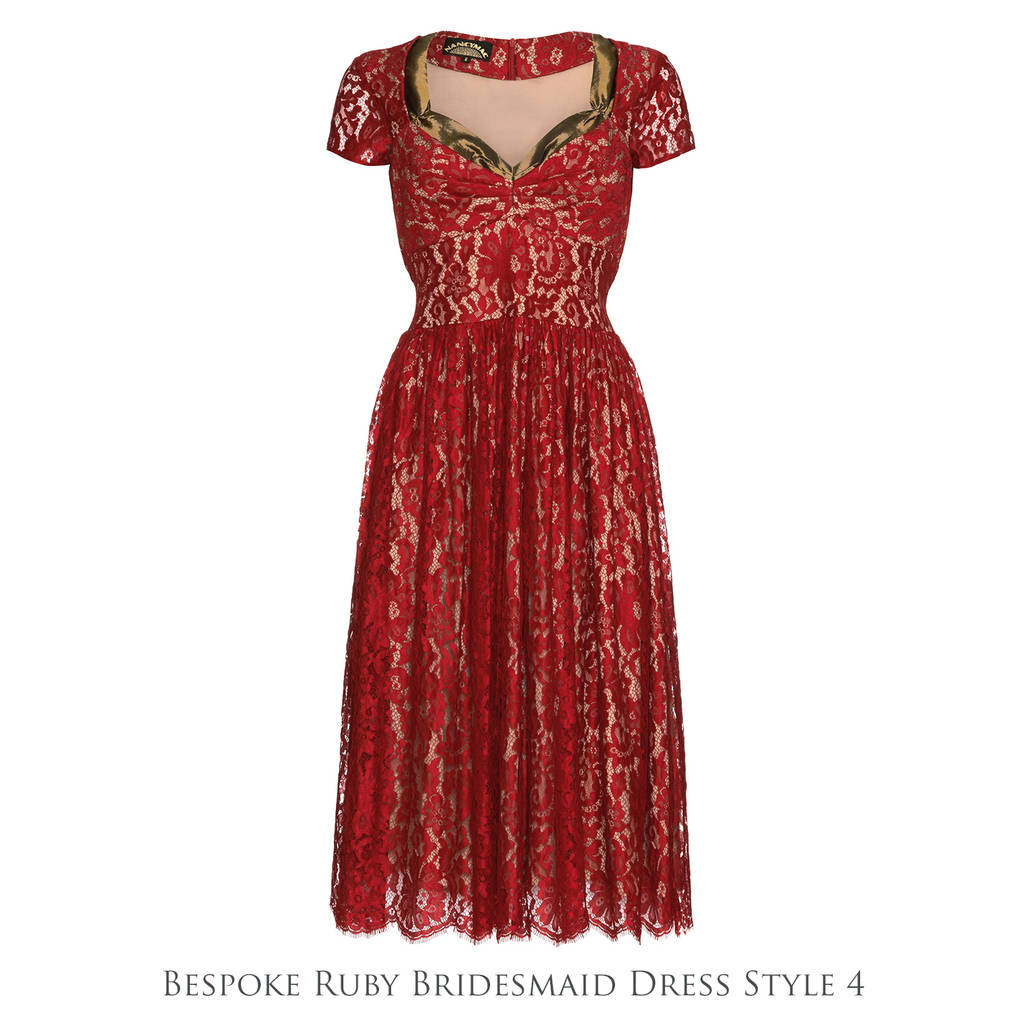 Bespoke Bridesmaid Dresses In Ruby Lace By Nancy Mac ...