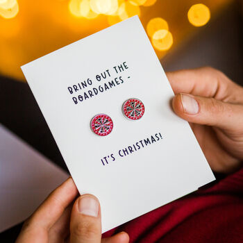 Funny Darts Christmas Card And Cufflinks Set, 2 of 5