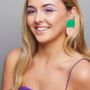 The Chloe Pink And Green Combo Statement Earring, thumbnail 2 of 4
