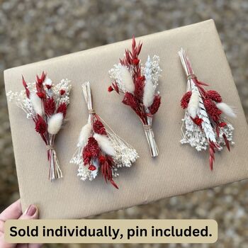 Red And White Dried Flower Buttonhole, 2 of 2