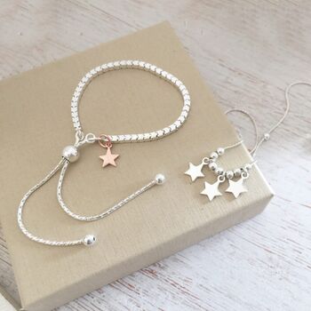 Personalised Box Slider Bracelet Rose Gold Dinky Star, 2 of 8