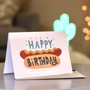 Happy Birthday Hot Dog Greetings Card, 3 of 9