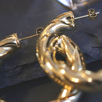 Large Twisted Hoop Earrings 18ct Gold, 3 of 7