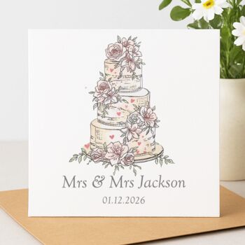 Personalised Floral Wedding Cake Card, 2 of 2