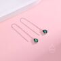 Sterling Silver Emerald Green Droplet Cz Threader Earrings, thumbnail 1 of 12