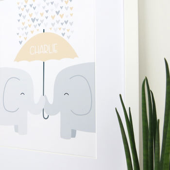 Elephants Nursery New Baby Print Gift, 8 of 10