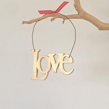 'Love' ~ Gold / Red Hanging Wooden Sign, 3 of 5