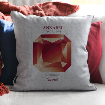 Personalised January Garnet Birthstone Cushion, 2 of 4