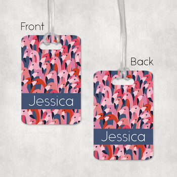 Personalised Blue And Pink Flamingo Luggage Tag, 3 of 3