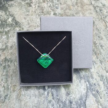 Emerald Green Glass Pendant Necklace, 4 of 8