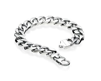 Mens Silver Stainless Steel Heavy Curb Bracelet, 3 of 8
