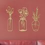Three Pieces Gold Metal Vase Art Flower Wall Décor, thumbnail 1 of 7