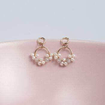 Delicate Floral Drop Earrings With Pearls, 4 of 10