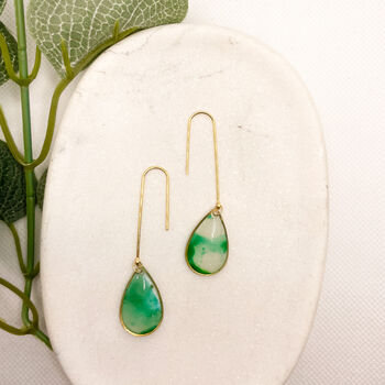Transparent Green Teardrop Statement Earrings For Her, 3 of 9