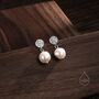 Genuine Pearl And Textured Disks Drop Earrings, thumbnail 2 of 10