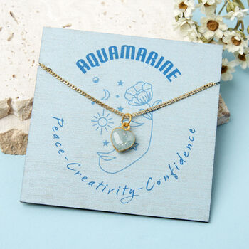 Healing Aquamarine Heart Gemstone Silver Necklace, 9 of 10