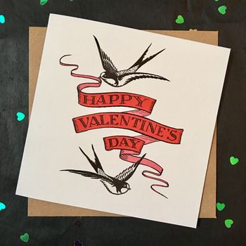 Happy Valentine's Day Card With Two Swallows, 2 of 2