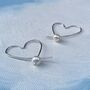 Sterling Silver Heart Pearl Textured Hoop Earrings, thumbnail 2 of 4