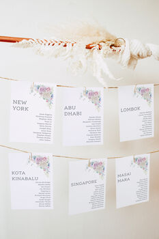 Wedding Seating Plan Cards Pink, Blue And White Florals, 3 of 6
