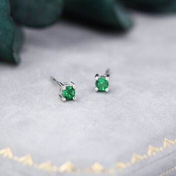 Emerald Green Three Four Five And 6mm Cz Stud Earrings, 8 of 12