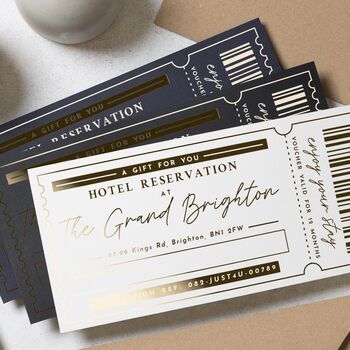 Personalised Hotel Reservation Gift Voucher Gold Foil, 2 of 9