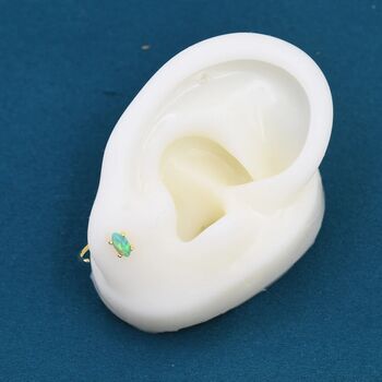 Mint Green Opal Marquise Huggie Hoop Earrings, 9 of 12