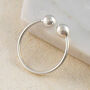 Double Ball Adjustable Gold Plated Sterling Silver Ring, thumbnail 3 of 6