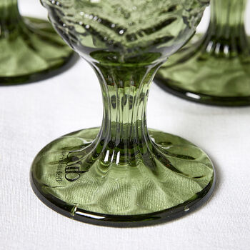 Set Of Four Botanical Fern Green Wine Goblets, 4 of 7