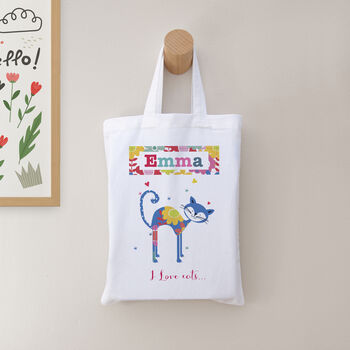Personalised I Love Cats Fabric Party Bag, 3 of 6