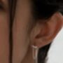 Curved Cz Bar Chained Stud Earrings Sterling Silver, thumbnail 12 of 12