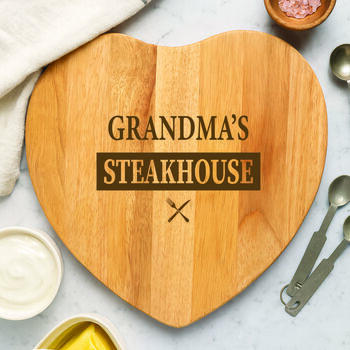 Personalised Steakhouse Heart Wooden Chopping Board, 2 of 2