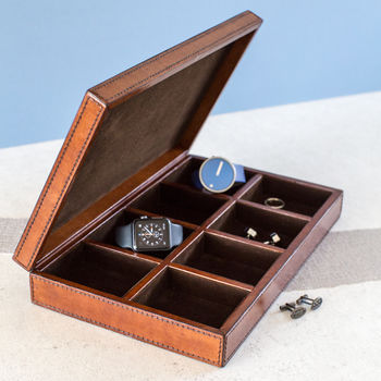 Personalised Leather Cufflink Box Large, 2 of 11