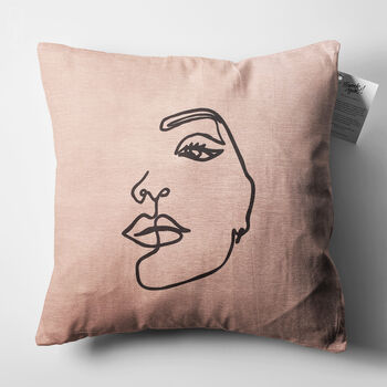 Abstract Face Pattern Pillow Cover With Soft Rose, 5 of 7